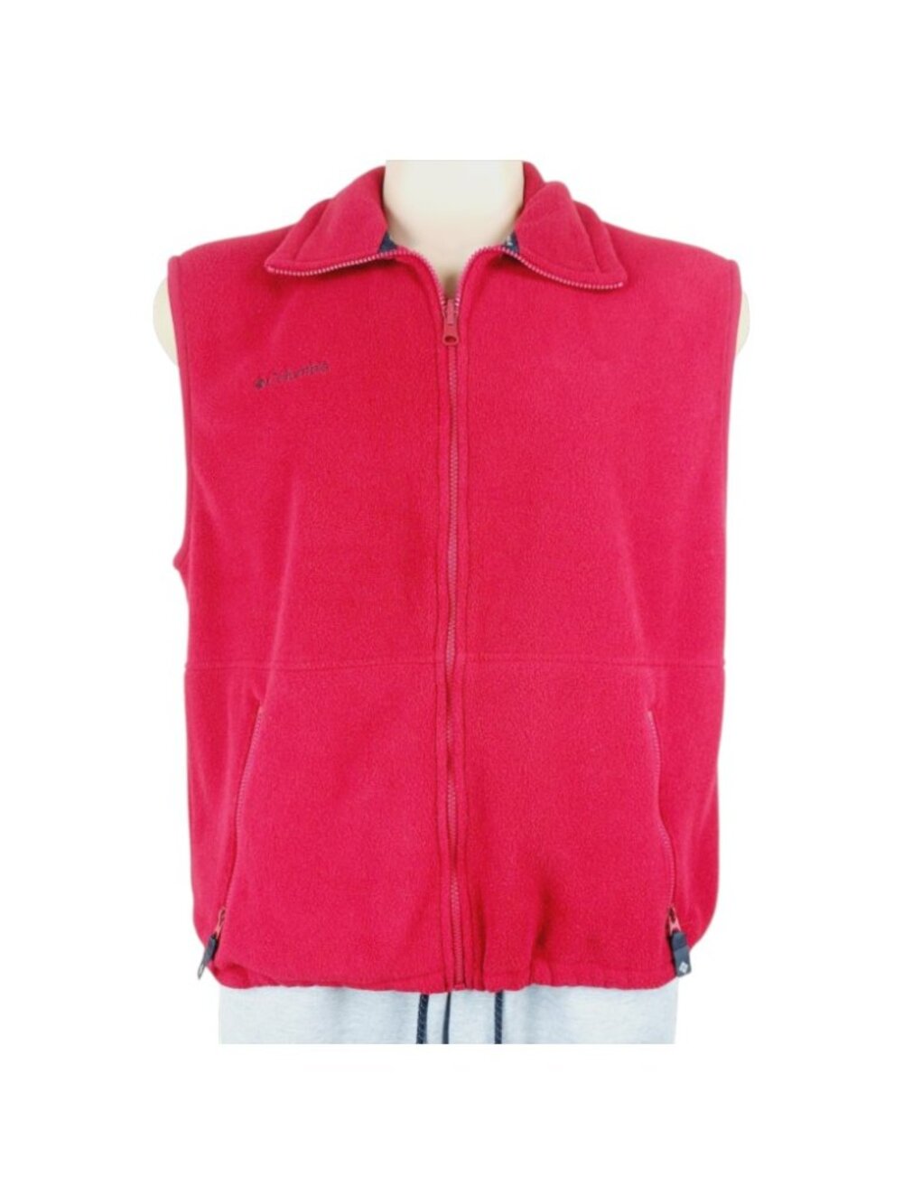 Columbia Men's Red Sleeveless Mock Neck Classic Full-Zip Fleece Vest Size L